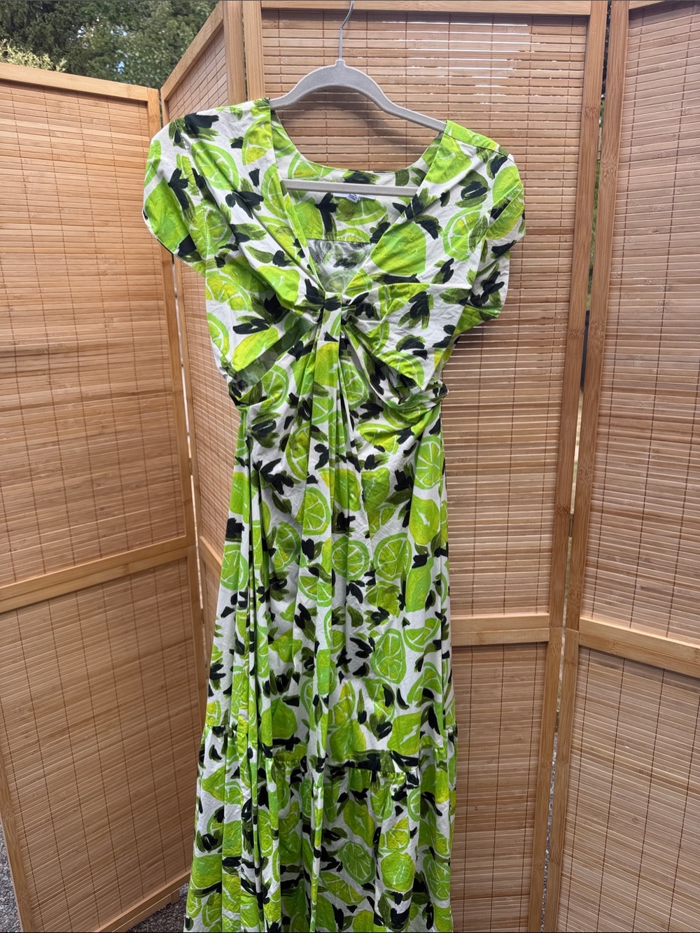 Steve Madden Green & White Twist-Front Maxi Dress